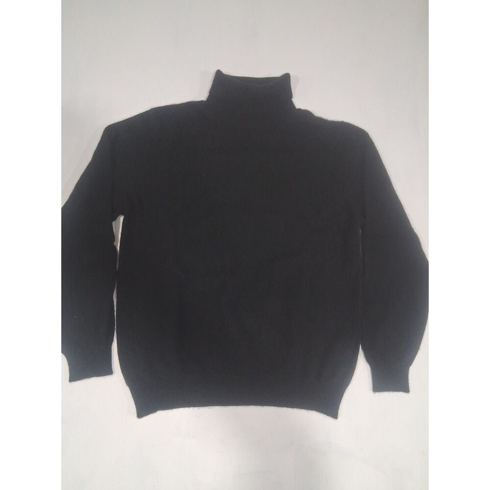 Womens Lands End 2 Ply Cashmere Black Turtleneck Sweater Small